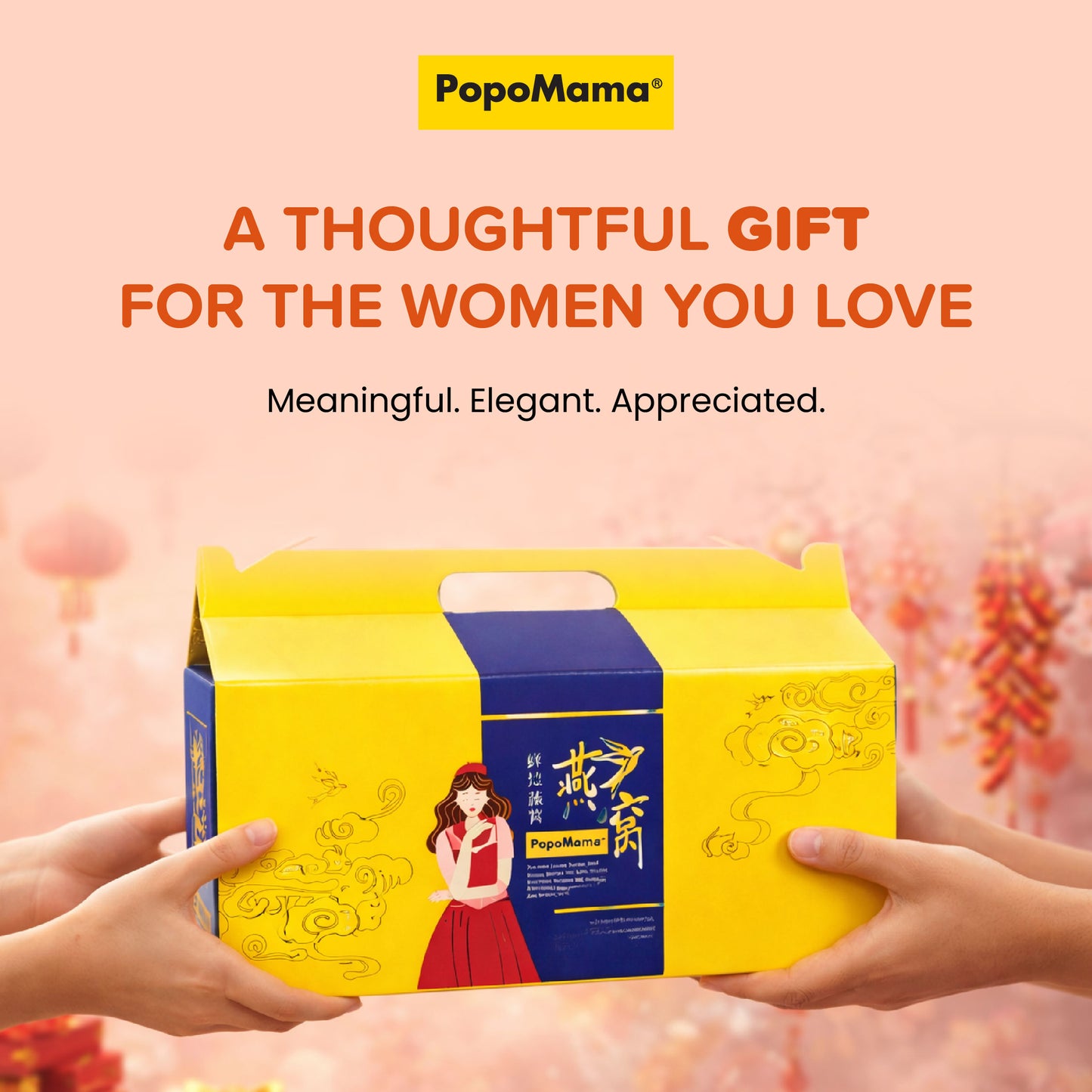 PopoMama birds nest Malaysia gift box with collagen and manuka honey, a thoughtful wellness gift for women.